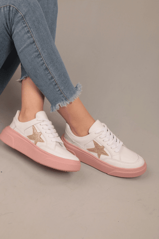 White Sneakers With Pink Sole | Select Trends Boutique