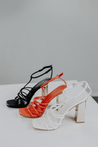 White Strappy Gold Block Heels | Select Trends Boutique