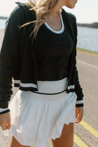White Striped Active Set Varsity Jacket | Select Trends Boutique