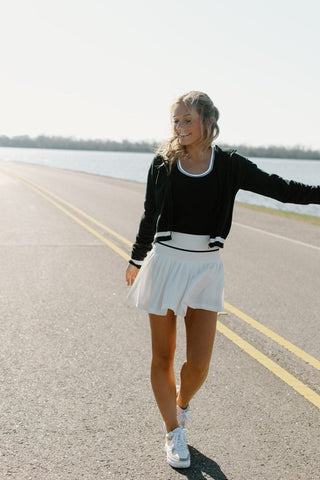 White Striped Active Set Varsity Jacket | Select Trends Boutique