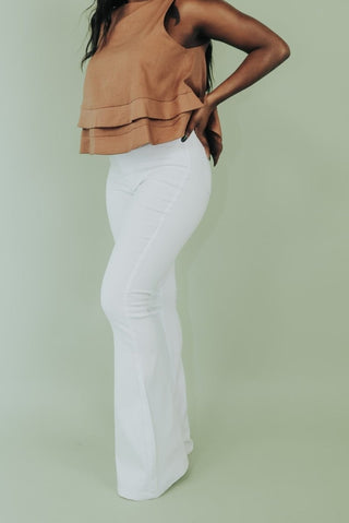 White Super Stretch Flares | Select Trends Boutique
