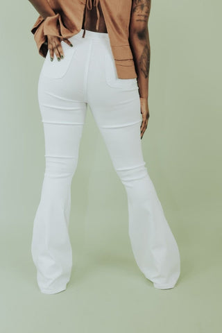 White Super Stretch Flares | Select Trends Boutique
