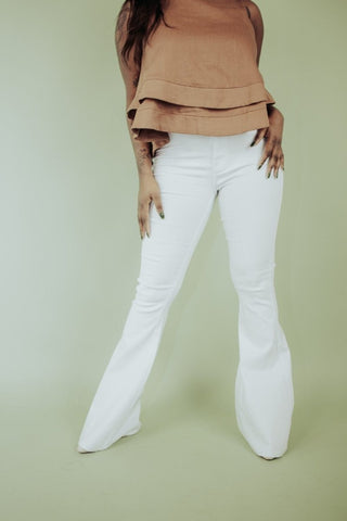 White Super Stretch Flares | Select Trends Boutique