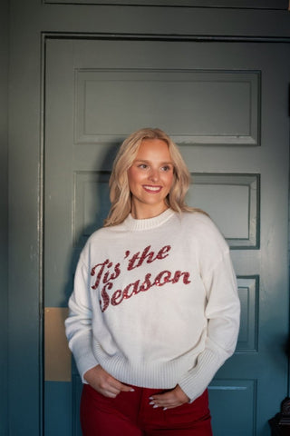 White Tis The Season Sequin Sweater | Select Trends Boutique