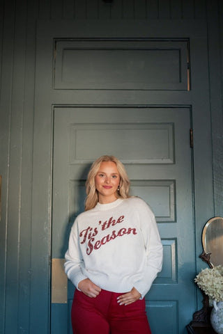 White Tis The Season Sequin Sweater | Select Trends Boutique