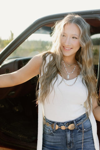 White V - Neck Ribbed Knit Tank | Select Trends Boutique