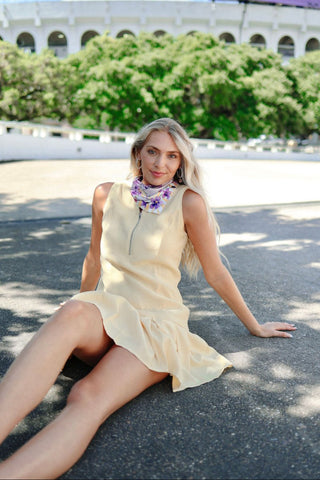 Yellow Drop Waist Pleated Hem Dress | Select Trends Boutique