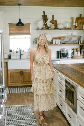 Yellow Floral Bow Front Midi Dress | Select Trends Boutique