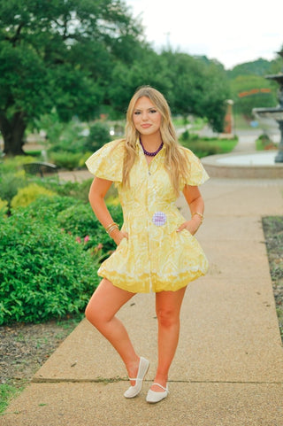 Yellow Floral Bubble Hem Dress | Select Trends Boutique