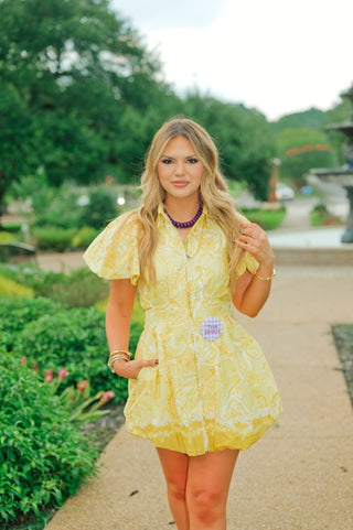 Yellow Floral Bubble Hem Dress | Select Trends Boutique