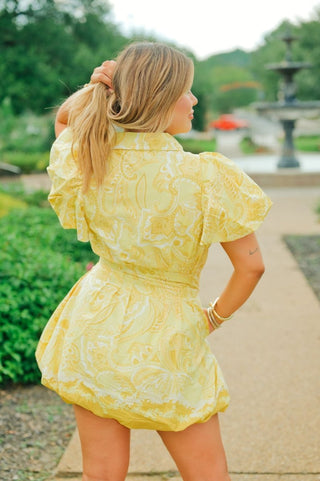 Yellow Floral Bubble Hem Dress | Select Trends Boutique