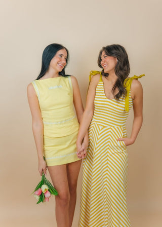 Yellow Flower Embroidered Skort Set | Select Trends Boutique