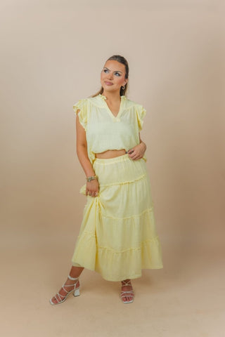 Yellow Flowy Maxi Skirt Set | Select Trends Boutique