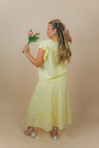 Yellow Flowy Maxi Skirt Set | Select Trends Boutique