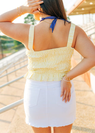 Yellow Gingham Bow Detail Top - Select Trends Boutique