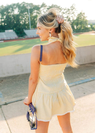 Yellow Gingham Halter Mini Dress - Select Trends Boutique