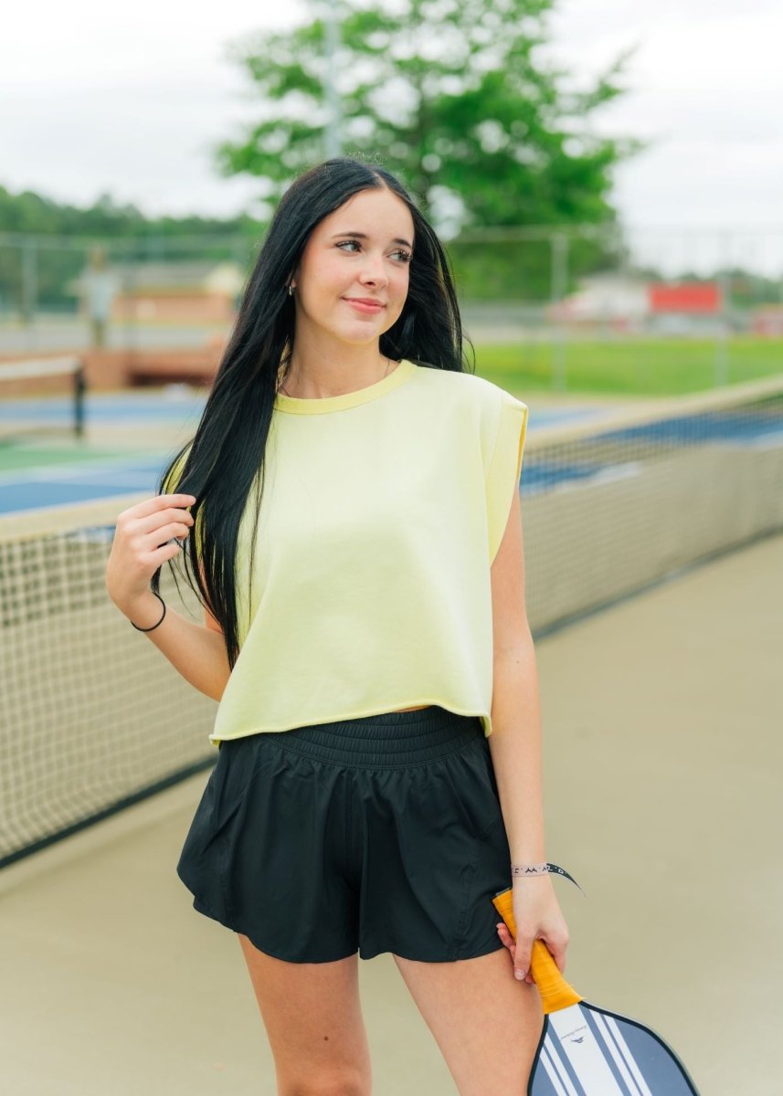 Yellow Keyhole Back Athletic Top