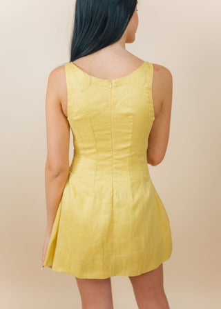 Yellow Linen Fit & Flare Mini Dress Yellow Linen Fit & Flare Mini Dress