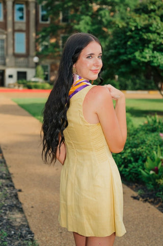 Yellow Linen Fit & Flare Mini Dress | Select Trends Boutique