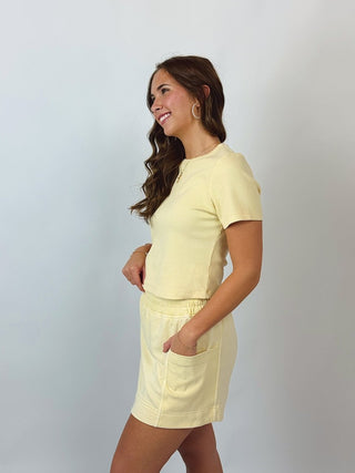 Yellow Ribbed Tee & Skort Set | Select Trends Boutique