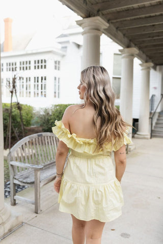 Yellow Ruffle Off The Shoulder Dress | Select Trends Boutique