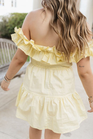 Yellow Ruffle Off The Shoulder Dress | Select Trends Boutique