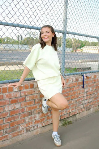 Yellow Scuba Short Sleeve Top | Select Trends Boutique