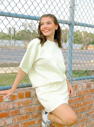 Yellow Scuba Short Sleeve Top | Select Trends Boutique
