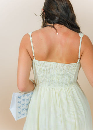 Yellow Striped Bustier Midi Dress | Select Trends Boutique