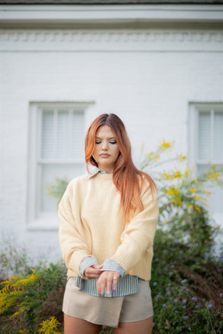 Yellow Tie Back Sweater - Select Trends Boutique