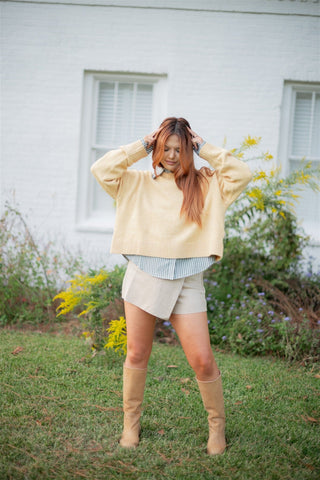 Yellow Tie Back Sweater - Select Trends Boutique