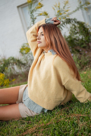Yellow Tie Back Sweater - Select Trends Boutique