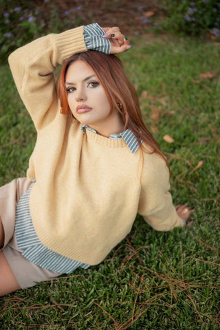 Yellow Tie Back Sweater | Select Trends Boutique