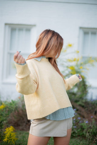 Yellow Tie Back Sweater | Select Trends Boutique