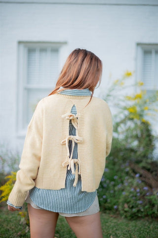 Yellow Tie Back Sweater | Select Trends Boutique
