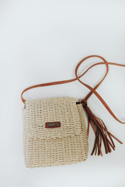She's Out Straw Crossbody Purse