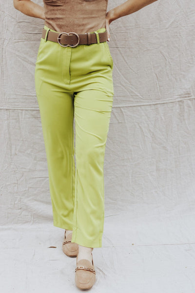 Lime High Waisted Trousers