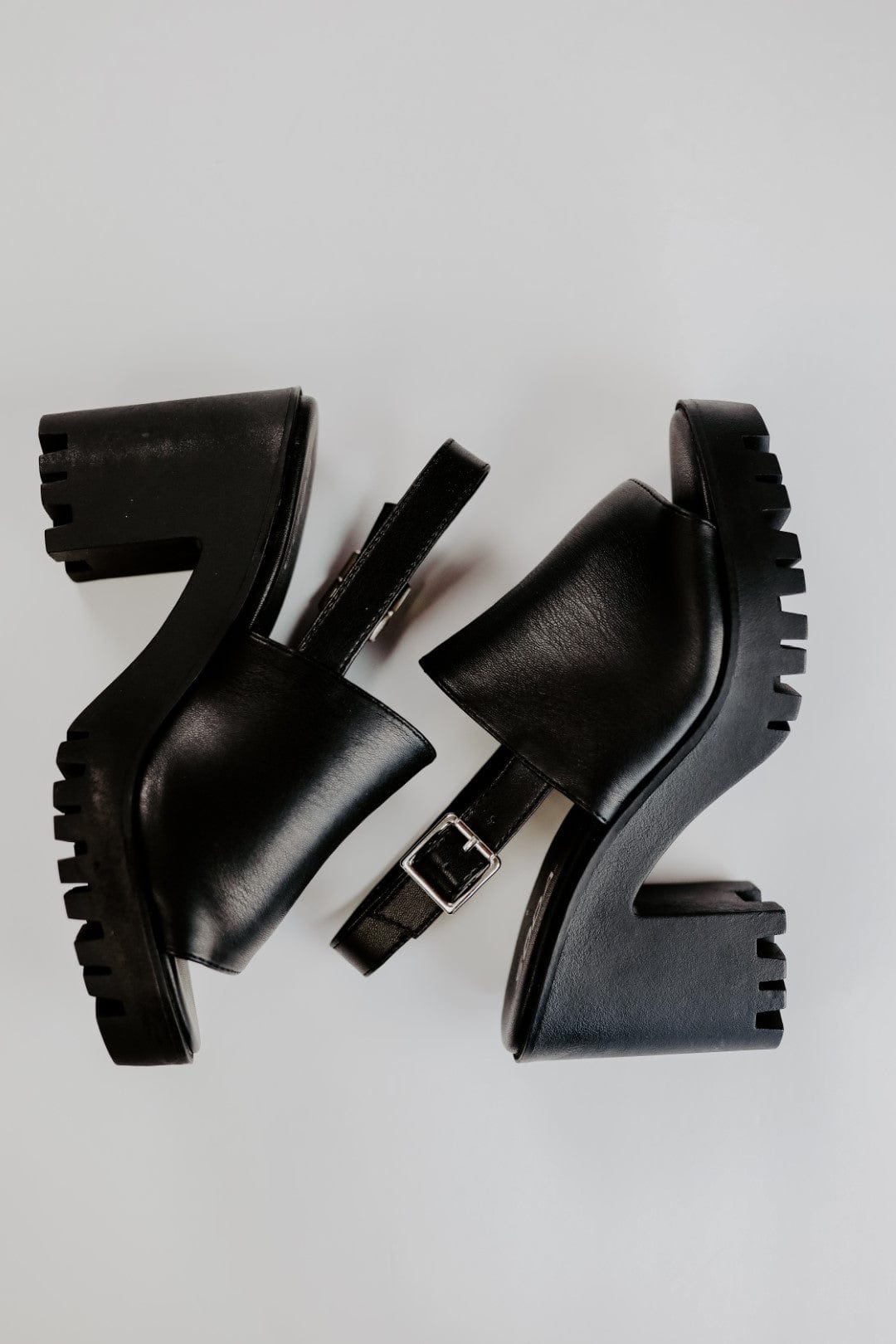 Black Open Toe Platform Heels