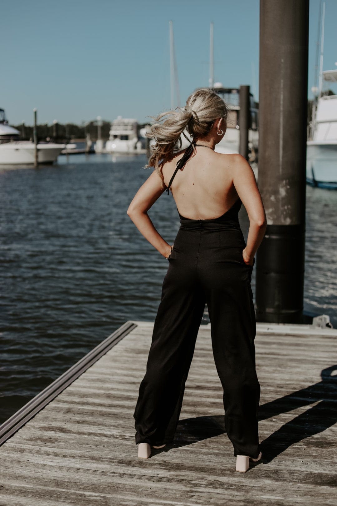 Black Deep V-Neck Jumpsuit