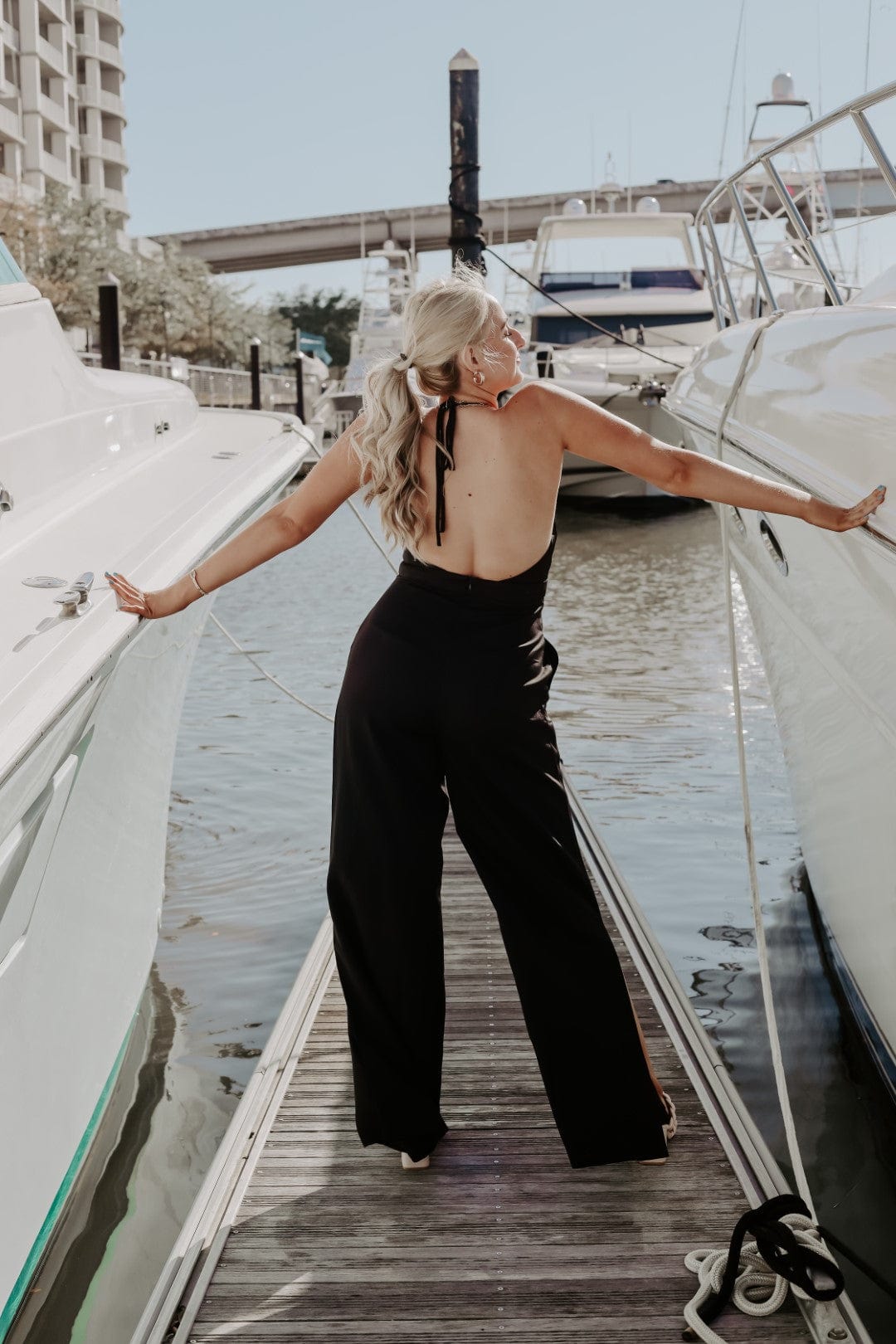 Black Deep V-Neck Jumpsuit