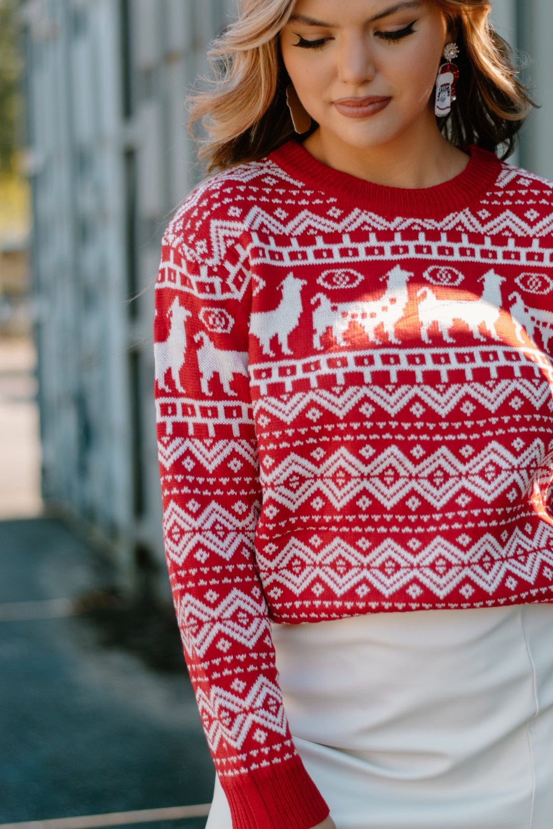 Red Crew Neck Christmas Sweater