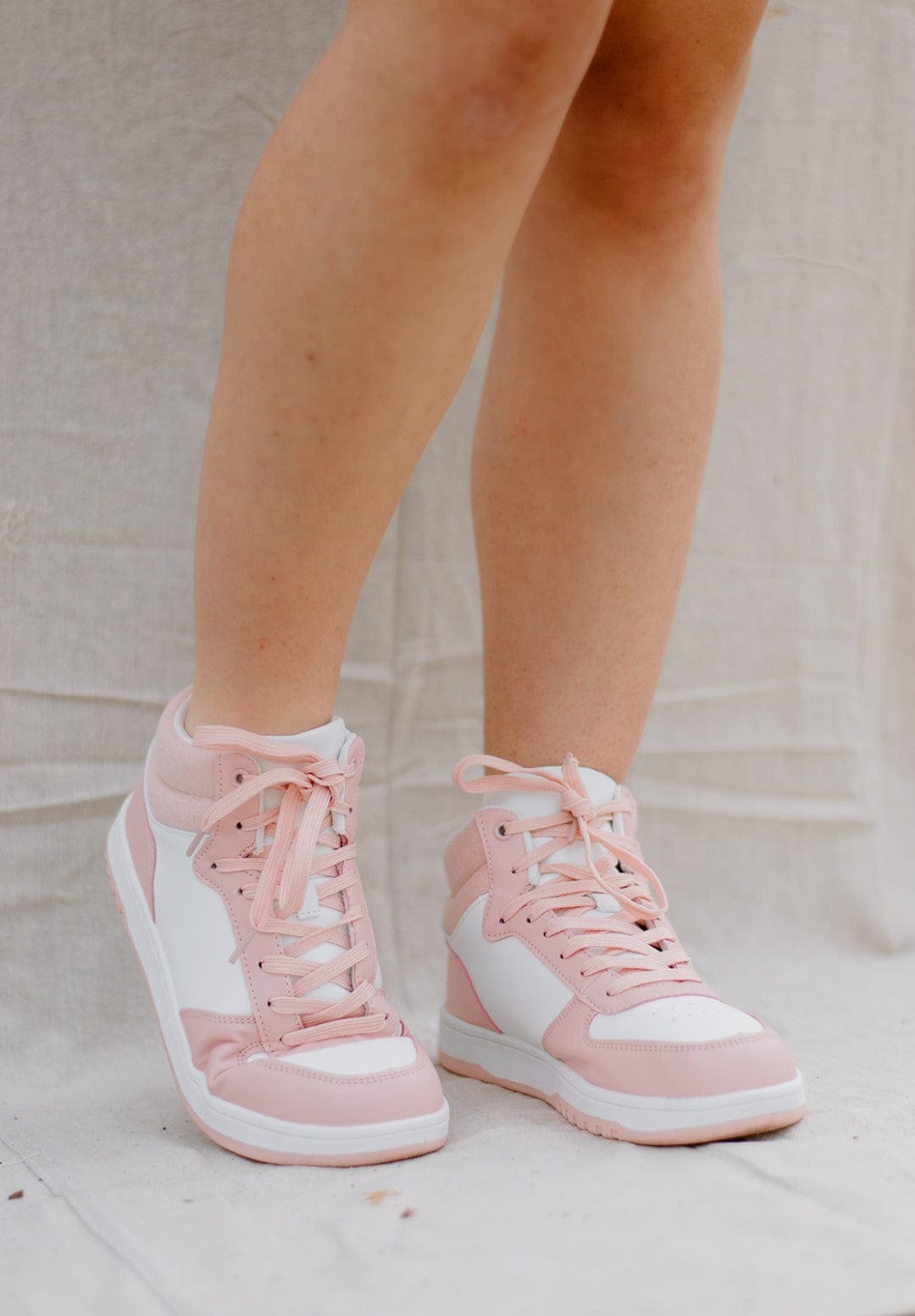 Pink & White High-Top Sneakers