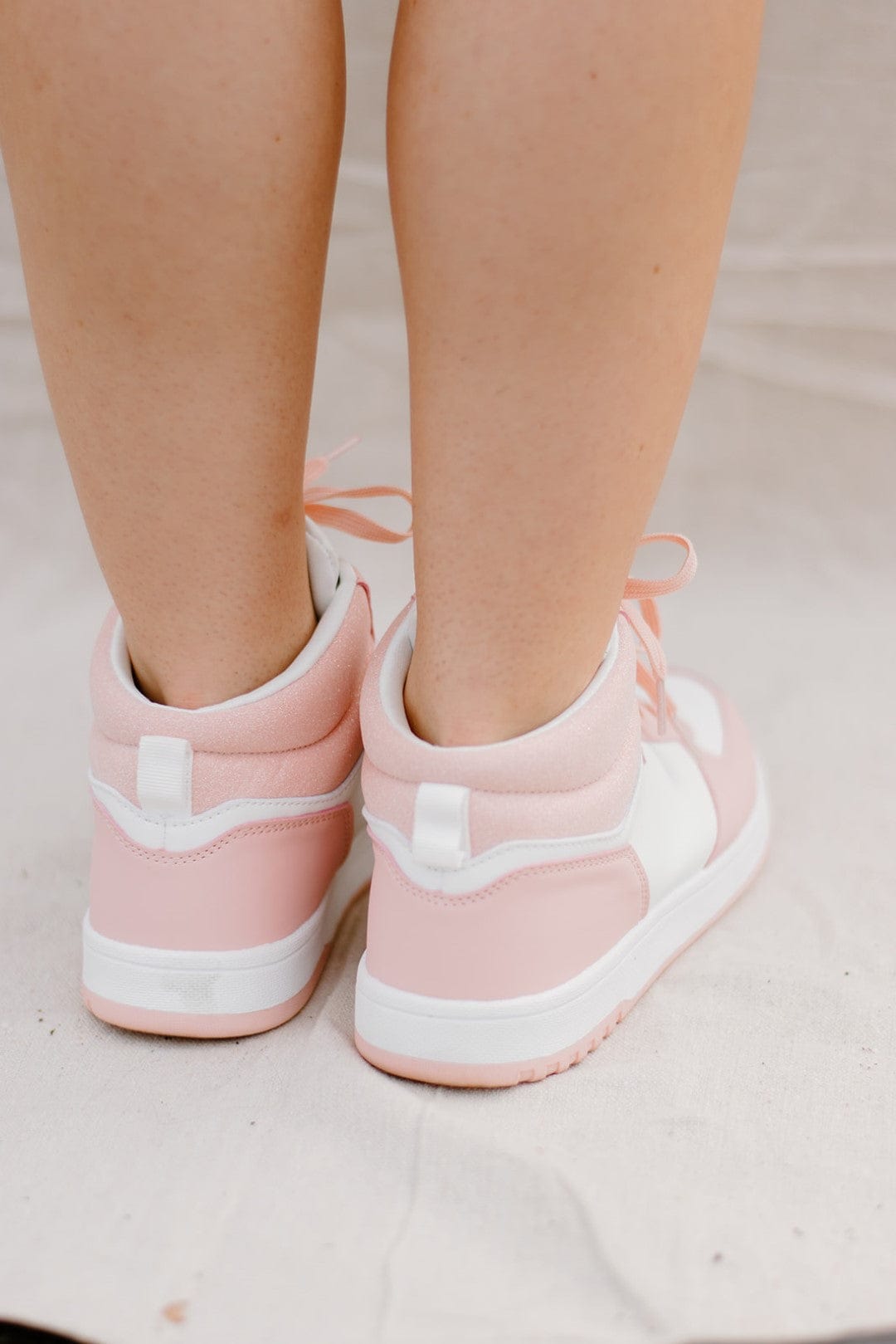 Pink & White High-Top Sneakers