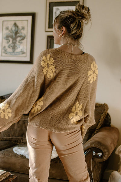 Brown Daisy Dolman Sleeve Sweater