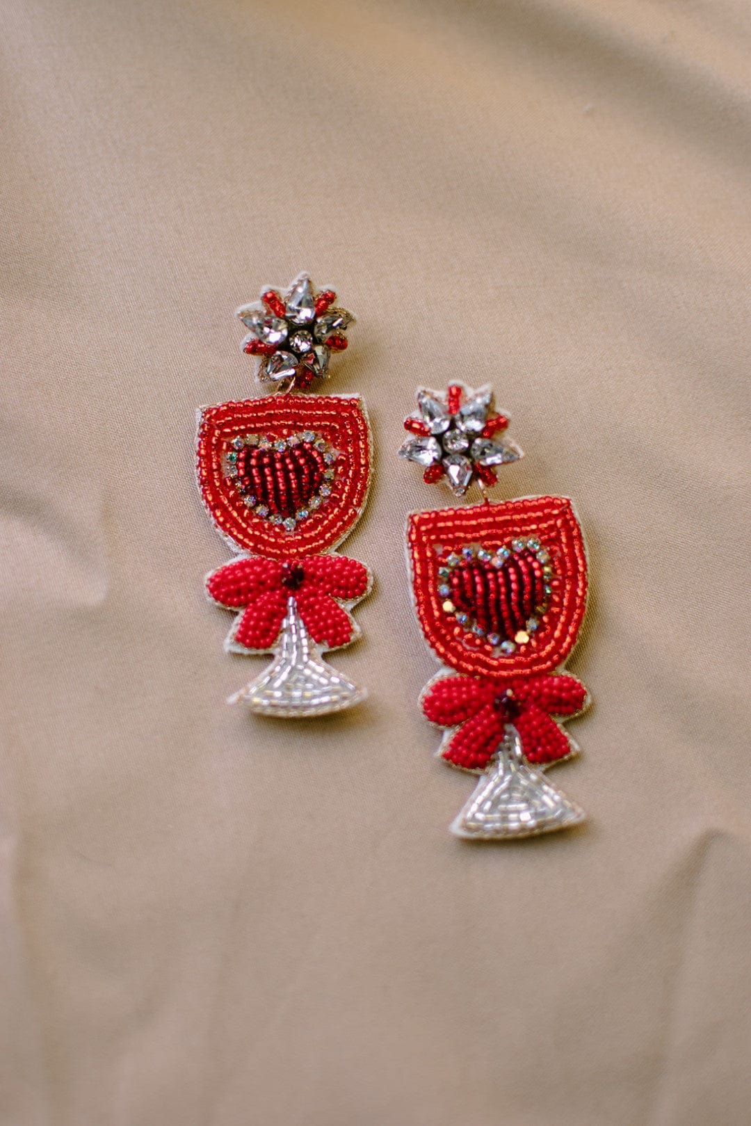 Red Beaded Wine Earrings