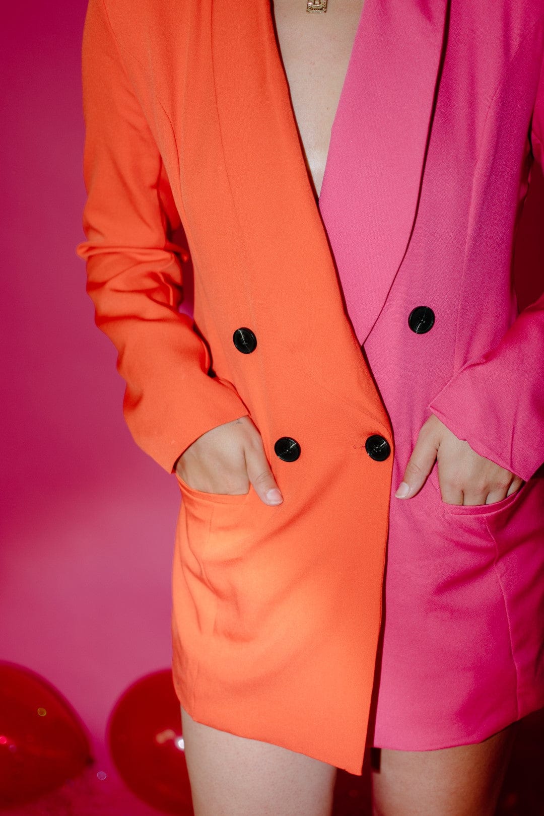 Orange & Pink Blazer Dress