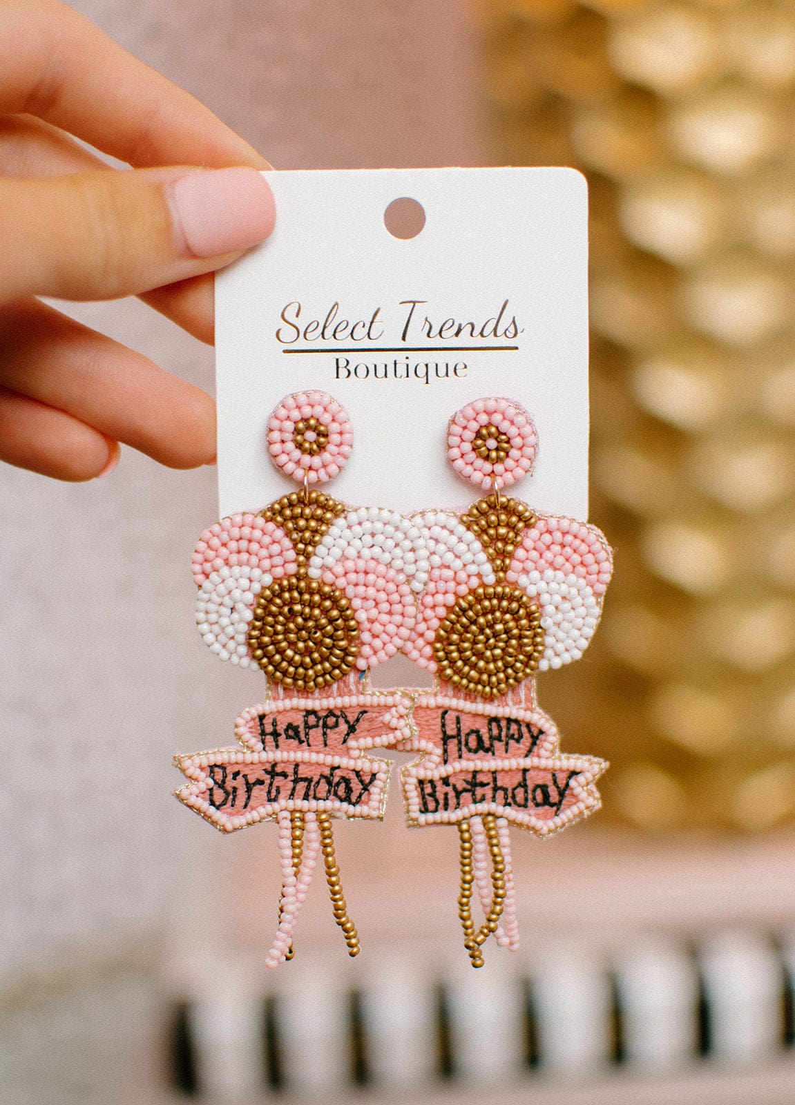 Pink/Gold Birthday Earrings