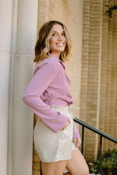 Rose Cropped Collared Blouse