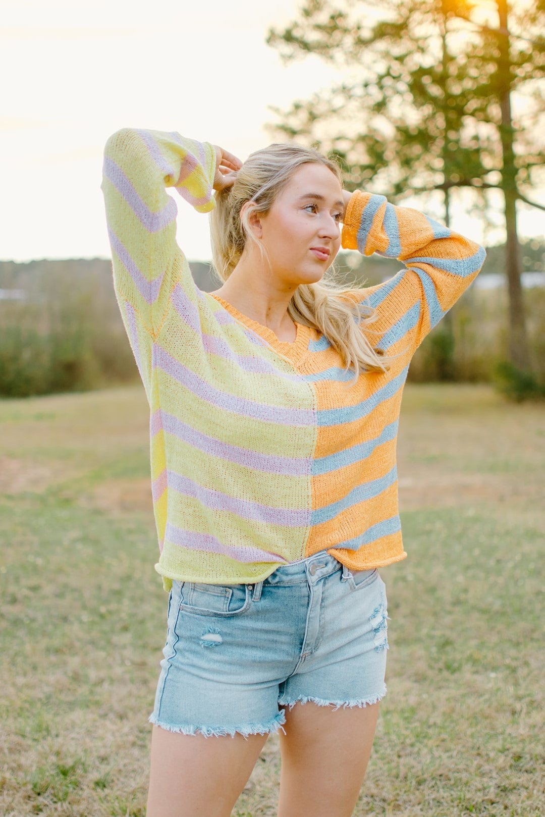 Mango Stripe Colorblock Summer Sweater