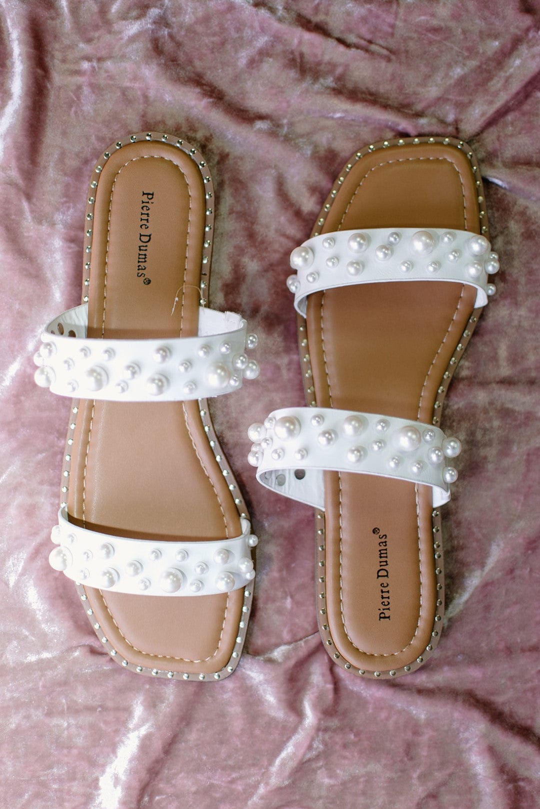 White Pearl Slip On Sandals